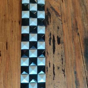 Checkered black and white triple studded belt
